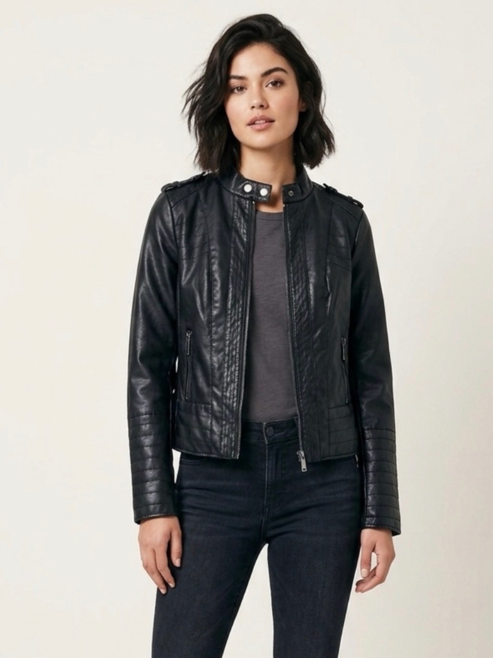 J2 Fur Lined Faux Leather Moto Jacket
